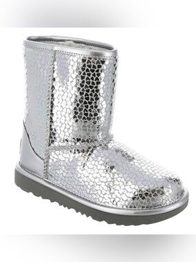 UGG Kids' Classic II Gel Hearts Boots Silver Size 2 great condition